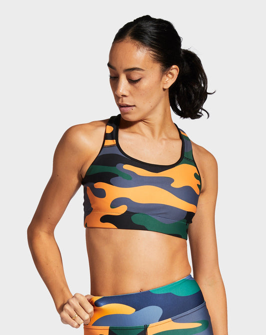 Camo QT Orange Sports Bra