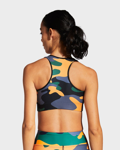 Camo QT Orange Sports Bra