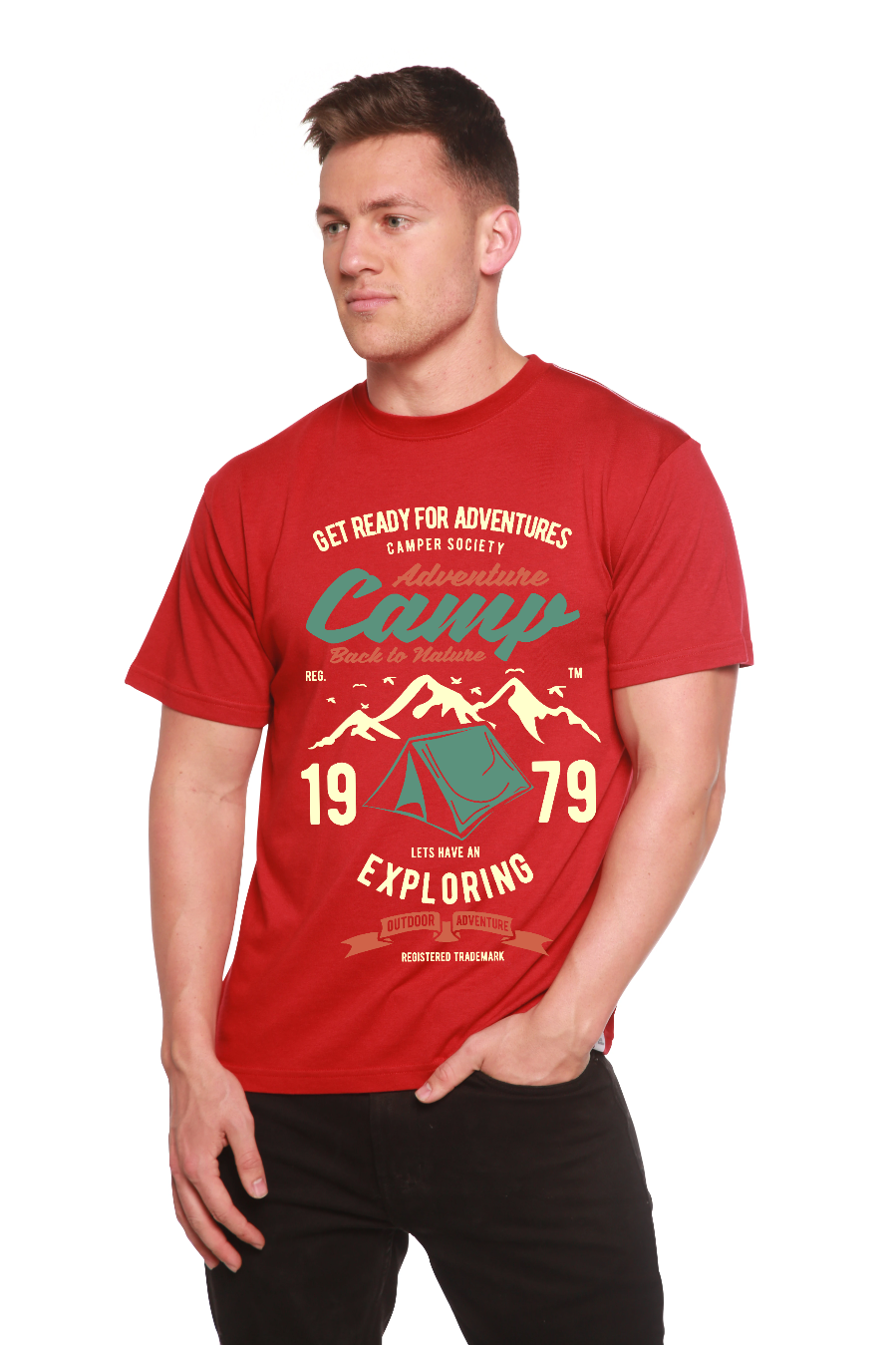 Camp Adventure Men's Bamboo Viscose/Organic Cotton Short Sleeve Graphic T-Shirt