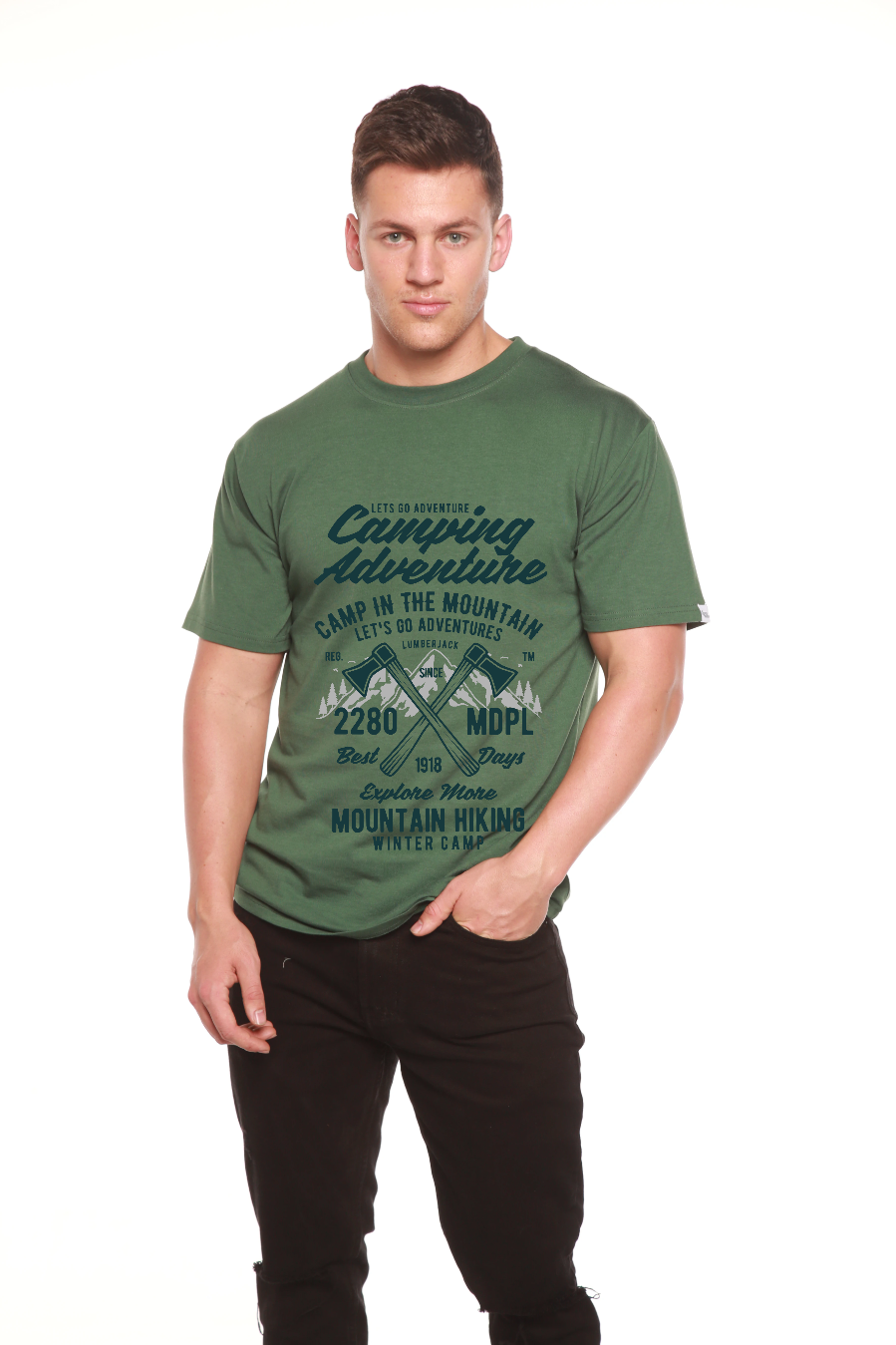 Camping Adventure Men's Bamboo Viscose/Organic Cotton Short Sleeve Graphic T-Shirt