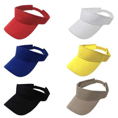 6 Pack Sun Visor Adjustable Cap Hat Athletic Wear - One