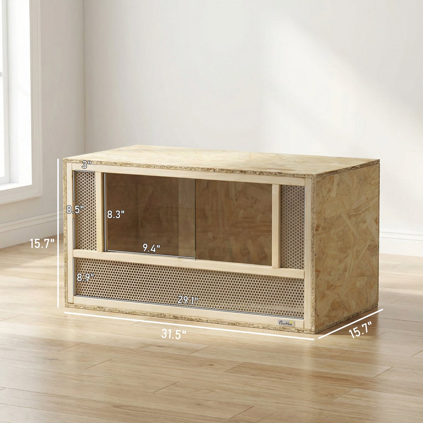 33.6 Gallon Wooden OSB Reptile Enclosure with Sliding Glass Doors