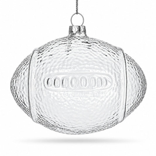 Football Clear Glass Christmas Ornament