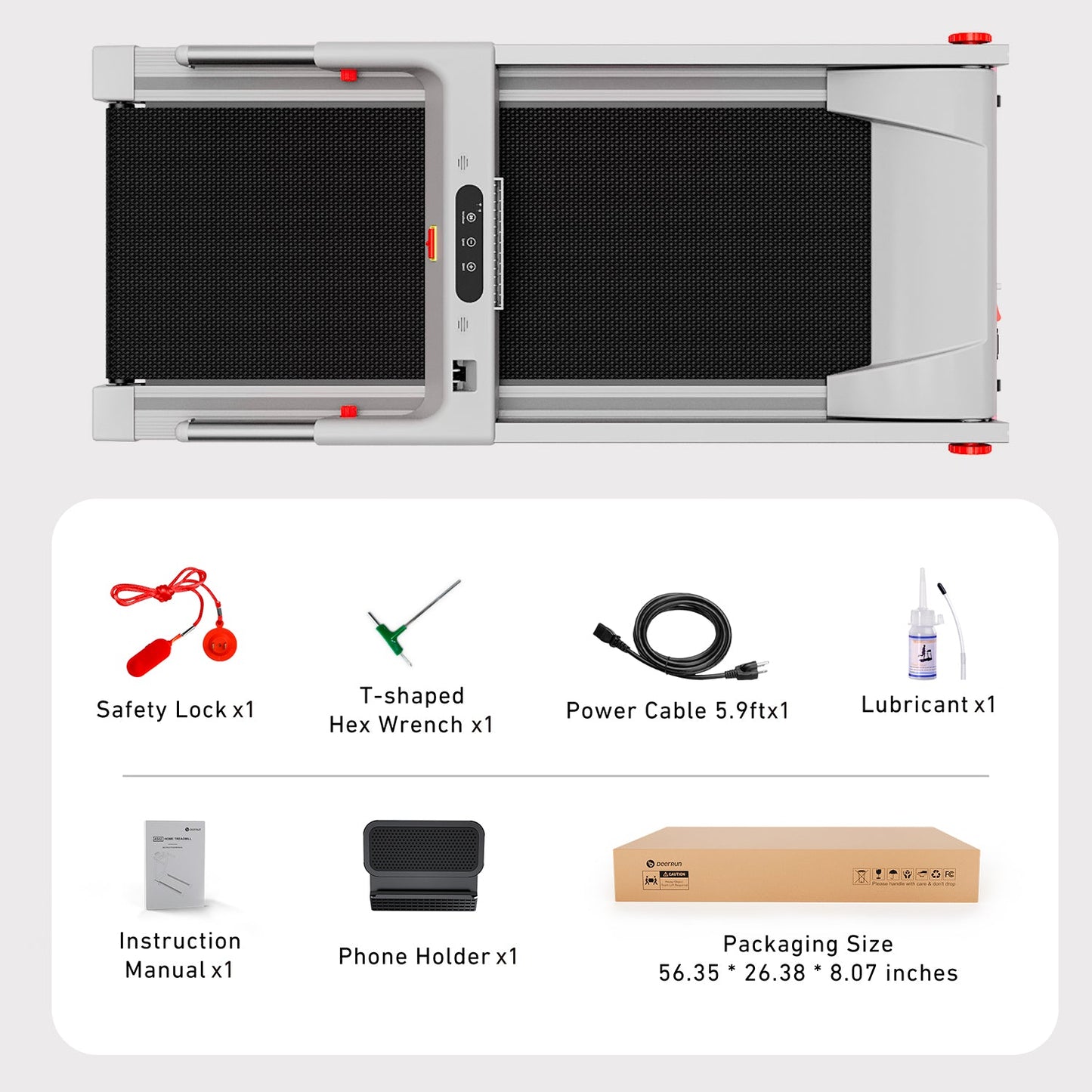 DeerRun A1 Series 6% Incline Foldable Treadmill——Upgraded Chip & NFC Support | 300Lbs-350Lbs, 7.5mph-10mph