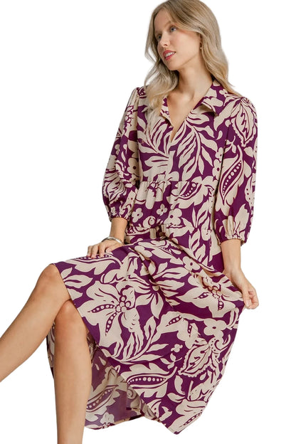 Floral Print Tiered Midi Dress