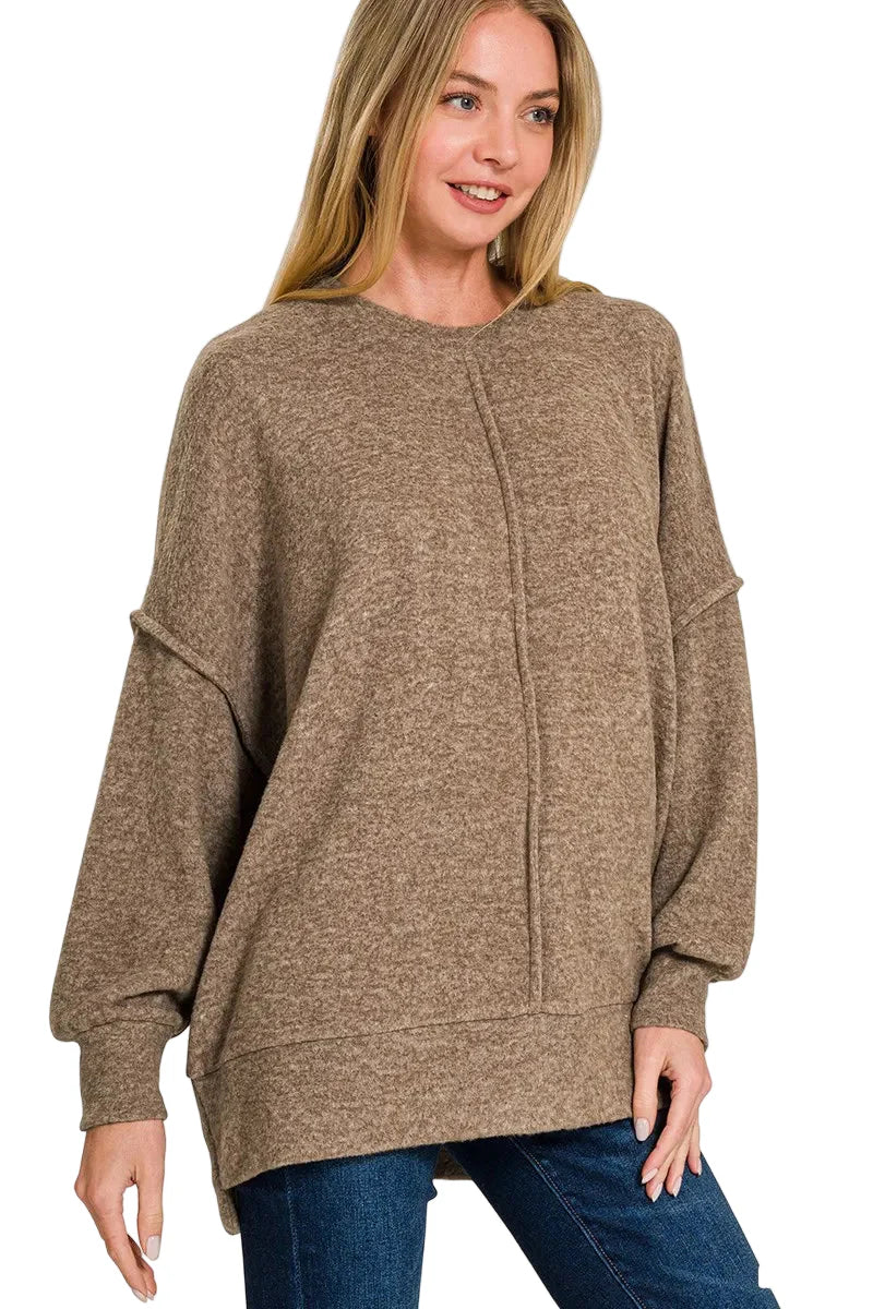 Brushed Mélange Hacci Oversized Sweater