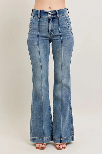 Judy Blue Full Size High-Waist Flare Denim Jeans with Front Seam Detail