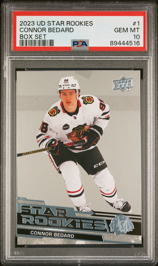 Graded 2023 Upper Deck Star Rookies Connor Bedard #1 Box Set Rookie RC Hockey Card PSA 10 Gem Mint