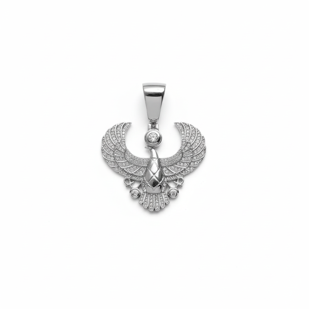 Horus God of Egypt Falcon Bird Moissanite 925 Sterling Silver Pendant