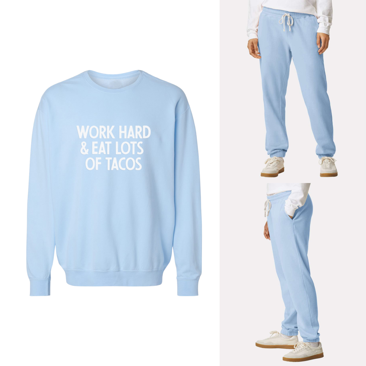 Work Hard & Eat Lots Of Tacos Washed Sweatshirt