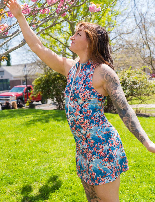 Half Zip Dress | Cherry Blossoms