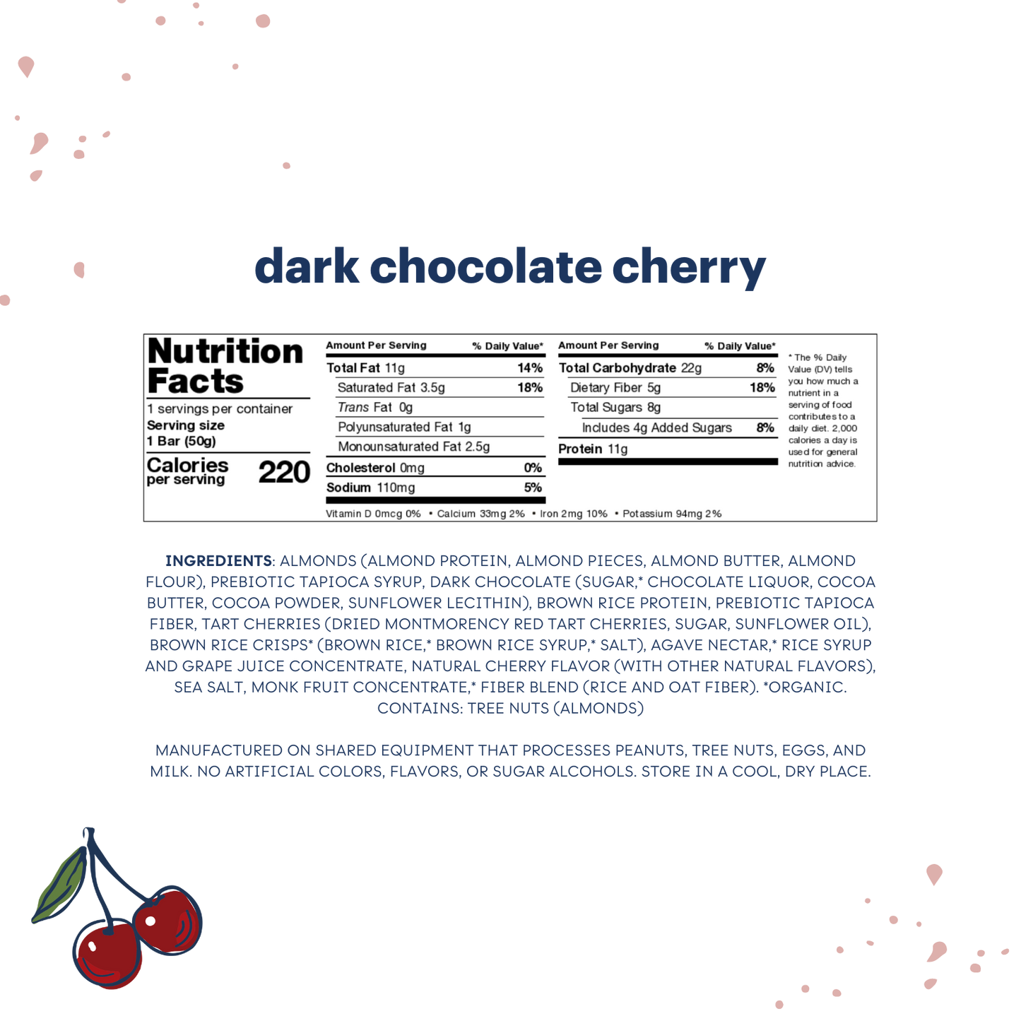dark chocolate cherry nutrition bars