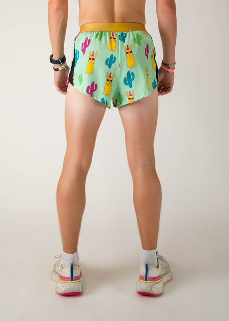 Men's Green Llamas 2" Half Split Shorts (XS, S, M, L, XL)