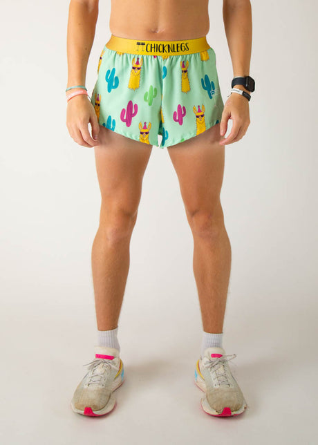 Men's Green Llamas 2" Half Split Shorts (XS, S, M, L, XL)