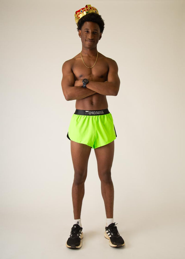 Men's Neon Green 2" Half Split Shorts (XS, S, M, L, XL)