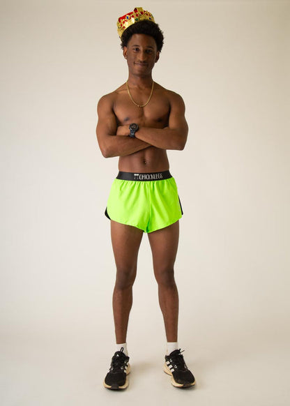 Men's Neon Green 2" Half Split Shorts (XS, S, M, L, XL)