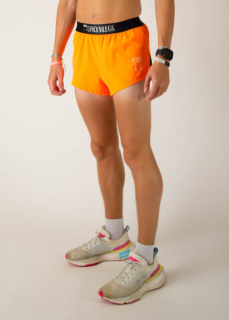 Men's Neon Orange 2" Half Split Shorts (XS, S, M, L, XL)