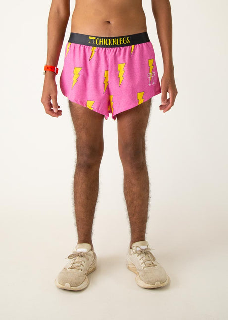 Men's Pink Bolts 2" Half Split Shorts (XS, S, M, L, XL)