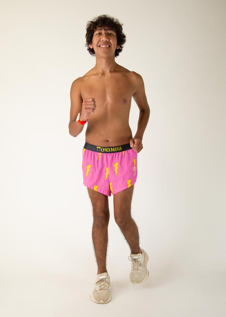 Men's Pink Bolts 2" Half Split Shorts (XS, S, M, L, XL)