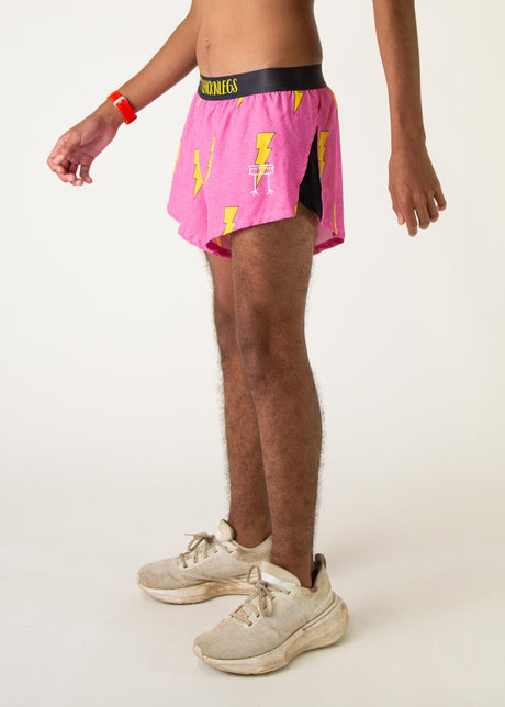 Men's Pink Bolts 2" Half Split Shorts (XS, S, M, L, XL)