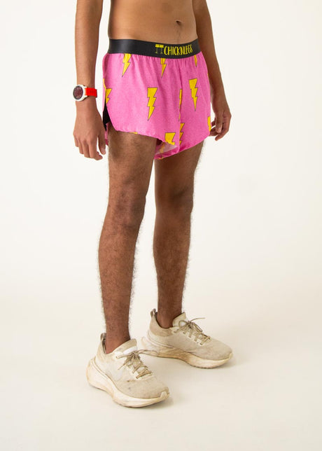 Men's Pink Bolts 2" Half Split Shorts (XS, S, M, L, XL)