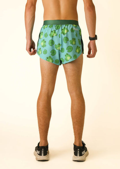 Men's Fartlek Froggies 2" Half Split Shorts (Light Blue/Green) XS, S, M, L, XL