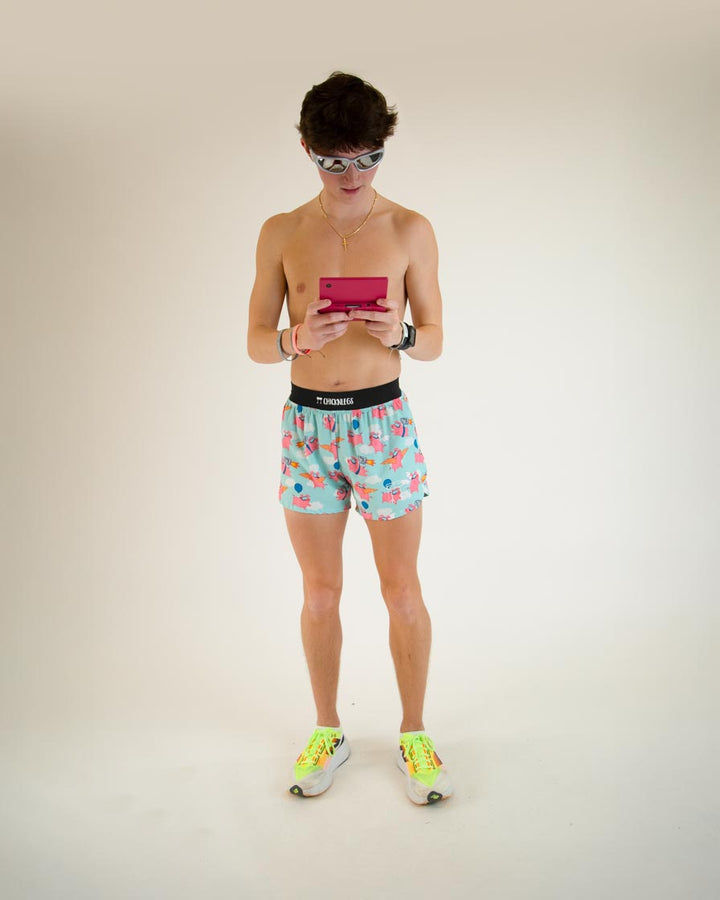 Men's Flying Pigs 4" Half Split Shorts (XS S M L XL)