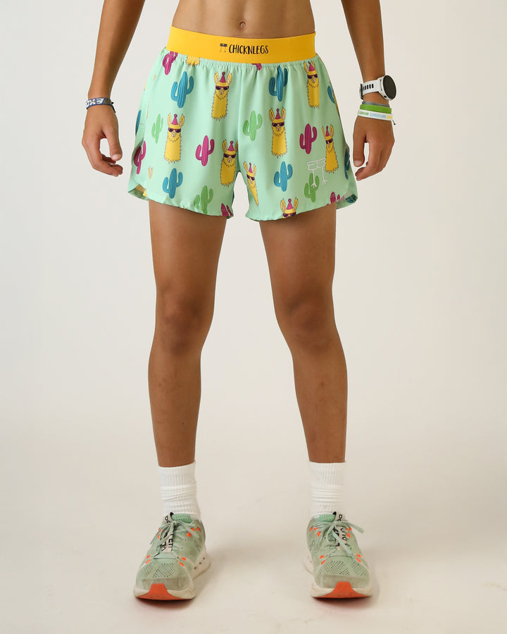 Men's Green Llamas 4" Half Split Shorts
