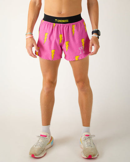 Men's Pink Bolts 4" Half Split Shorts (X-Small)