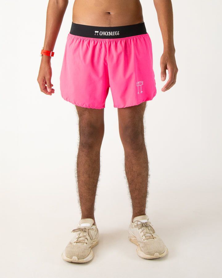 Men's Neon Pink 4" Half Split Shorts