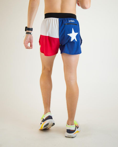 Men's Texas 4" Half Split Shorts (Red, White & Blue)