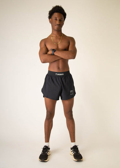 Men's Black 4" Half Split Shorts XS S M L XL