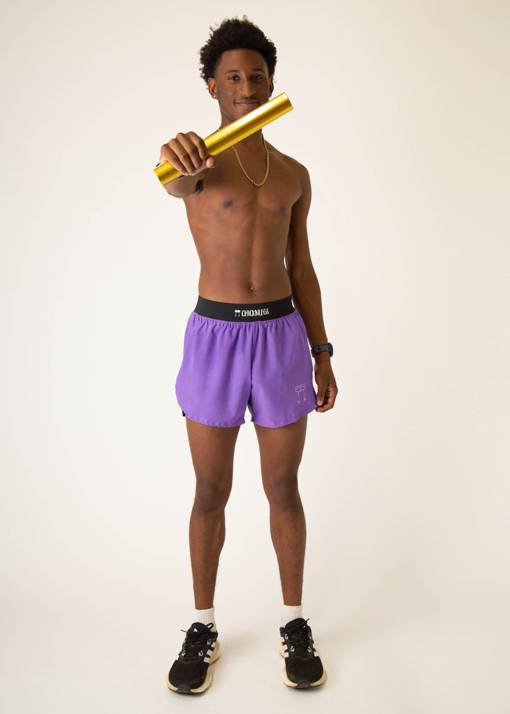 Men's Purple 4" Half Split Shorts