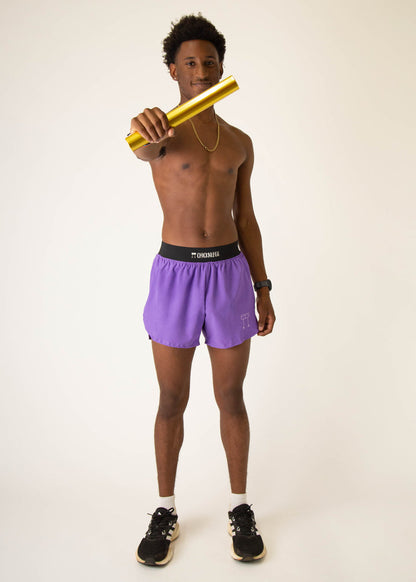 Men's Purple 4" Half Split Shorts