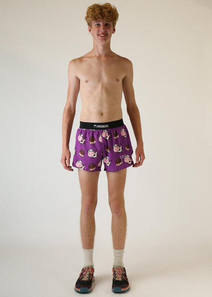 Men's Choccy Cows 4" Half Split Shorts (Purple)