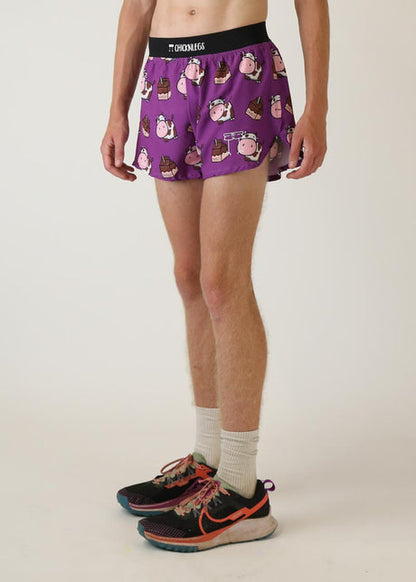 Men's Choccy Cows 4" Half Split Shorts (Purple)