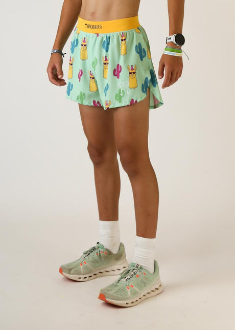 Men's Green Llamas 4" Half Split Shorts