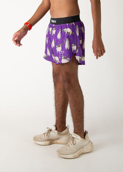 Men's Sloths 4" Half Split Shorts (Purple)