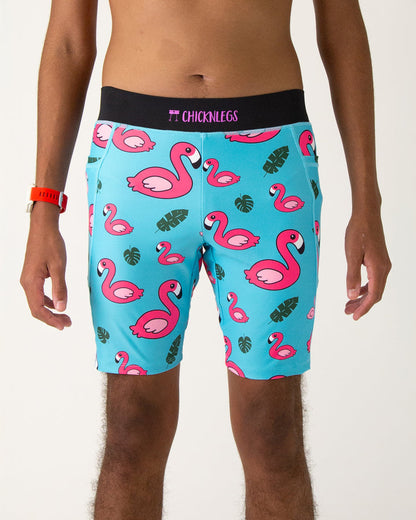 Men's Blue Flamingos 8" Half Tights XS S M L XL