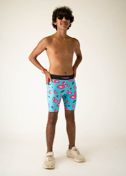 Men's Blue Flamingos 8" Half Tights XS S M L XL