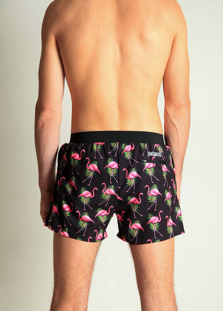 Men's Flamingos 4" Half Split Shorts (Black)
