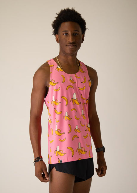 Men's Pink Bananas Performance Singlet XS S M L XL