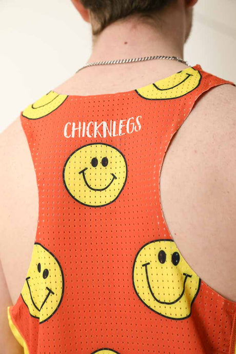 Men's Smileys Performance Singlet (Orange) XS S M L XL