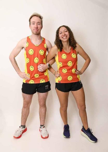 Men's Smileys Performance Singlet (Orange) XS S M L XL
