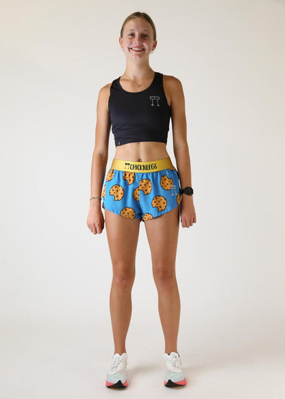 Women's Chocolate Chip Cookies 1.5" Split Shorts (Blue)