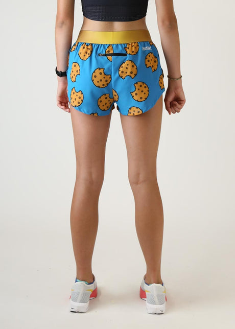 Women's Chocolate Chip Cookies 1.5" Split Shorts (Blue)