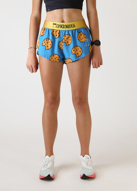 Women's Chocolate Chip Cookies 1.5" Split Shorts (Blue)