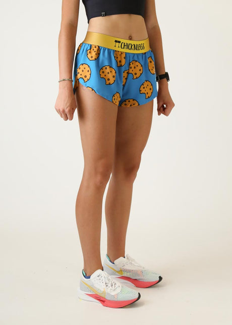 Women's Chocolate Chip Cookies 1.5" Split Shorts (Blue)