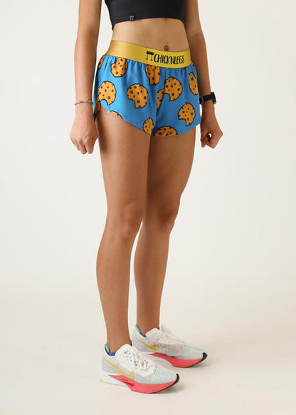 Women's Chocolate Chip Cookies 1.5" Split Shorts (Blue)