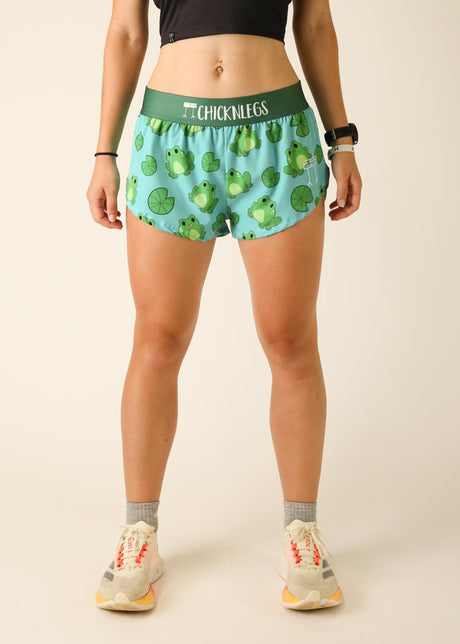 Women's Fartlek Froggies 1.5" Split Shorts (Blue/Green)